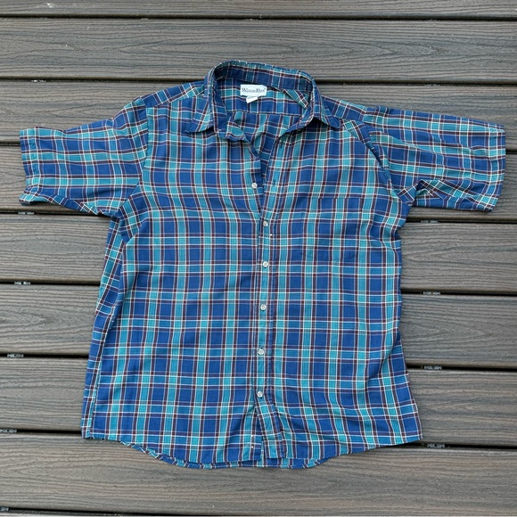 vintage 100% cotton dark blue button shirt ... mens m ^^^ ,,, main image 1